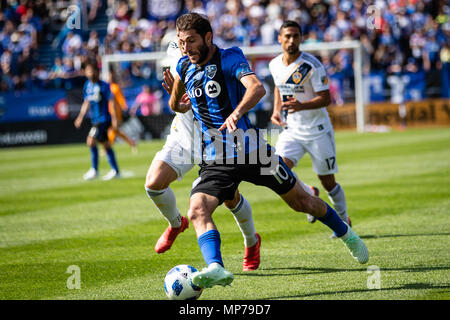 Montreal, Kanada. 21. Mai, 2018. Montreal Impact Mittelfeldspieler Ignacio Piatti (10) bewegt sich mit dem Ball im Jahr 2018 Major League Soccer Regular Season Match zwischen Montreal Impact und Los Angeles Galaxy in Stade Saputo. Credit: Pablo A. Ortiz/Alamy News Live Stockfoto