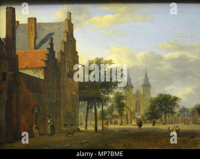 1008 Ort et Église Saint-Victor de Xanten - Jan van der Heyden - Adriaen van de Velde - Musée du Louvre Stockfoto