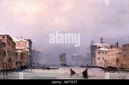 Schnee und Nebel auf dem Canal Grande ca. 1840. 673 Ippolito Caffi - Schnee und Nebel auf dem Canale Grande - WGA 03744 Stockfoto