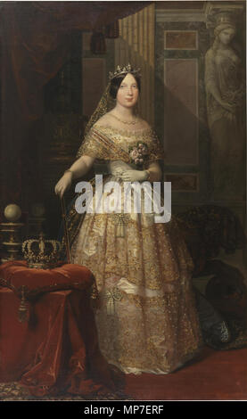 Isabel II de España. Español: Retrato de la Reina Isabel II de España (1830-1904), Que fue La hija y heredera del Rey Fernando VII y La Madre de Alfonso XII. . 1848. 675 Isabel II. von Spanien als Königin Stockfoto