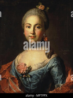 . Argunov Iwan Petrowitsch - Porträt einer Frau in einem blauen Kleid. 1760. Ivan Argunov (1729-1802) Alternative Namen Аргунов, иван Петрович Beschreibung russische Maler Geburtsdatum / Tod 1729 1802 Ort der Geburt / Tod Russland Moskau Standort Moskau, Sankt Petersburg Authority control: Q 948370 VIAF: 8521366 ISNI: 0000 0000 6685 574 X ULAN: 500032097 WGA: ARGUNOV, Iwan Petrowitsch GND: 131505173 678 Ivan Argunov 08. Stockfoto