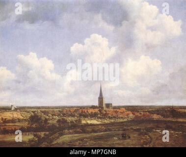 Landschaft mit Kirche und Dorf zwischen 1665 und 1670. 682 Jacob Isaacksz van Ruisdael - Landschaft mit Kirche und Dorf-WGA 20489 Stockfoto