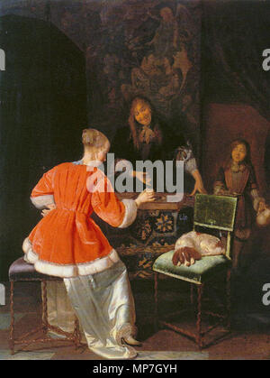 Die Backgammon Spieler. Englisch: Jacob Ochtervelt - Backgammon Spieler. ca. 1667/69. 683 Jacob Ochtervelt - Backgammon Spieler Stockfoto