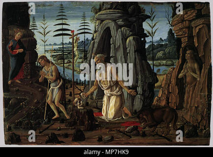 Englisch: Hl. Hieronymus in der Wildnis der zweiten Hälfte des 15. Jahrhunderts. 686 Jacopo del Sellaio 006 Stockfoto