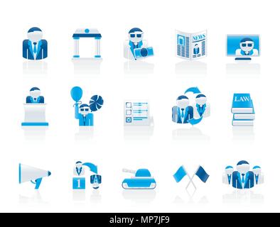 Politik, Wahlen und politische Partei Symbole - Vektor Icon Set Stock Vektor