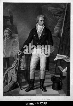 . Jacques Louis Davids dans son Atelier (aquatinta Radierung, 72,4 x 53,9 cm). Ätzen: Jean Pierre Marie Jazet nach F. Odevear 690 Jacques-Louis David dans son Atelier Stockfoto