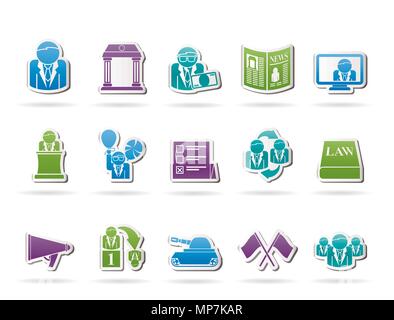 Politik, Wahlen und politische Partei Symbole - Vektor Icon Set Stock Vektor