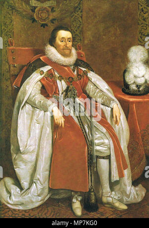 . Englisch: König James I von England und VI. von Schottland von Daniel Mytens, 1621. 1621. Daniel Mytens (ca. 1590-1647) 693 James I von England von Daniel Mytens in 1621 Stockfoto