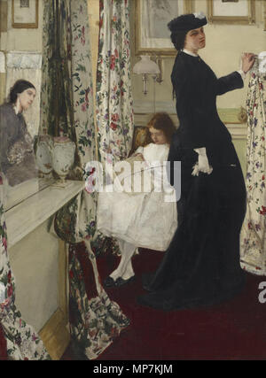 Harmonie in Grün und Rosa: Das Musikzimmer von 1860 bis 1861. 693 James McNeill Whistler - Harmonie in Grün und Rosa - die Musik - Google Kunst Projekt Stockfoto