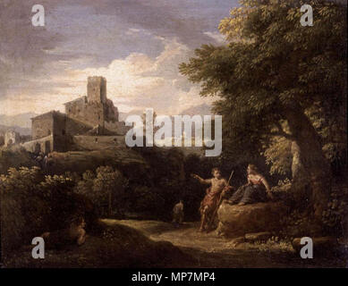 Arkadische Landschaft zweiten Hälfte des 17. Jahrhunderts. 697 Jan Frans van Bloemen-arkadische Landschaft Stockfoto
