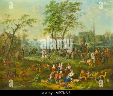 Englisch: Dorf fest: Piercing Ring English: Kirmessbelustigung: Ringstechen des 18. Jahrhunderts. 700 Jan Pieter van Bredael - Kirmesbelustigung Ringstechen Stockfoto