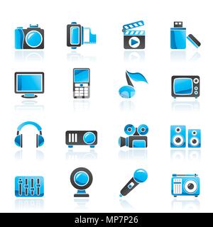 Multimedia und Technik Symbole - Vektor Icon Set Stock Vektor