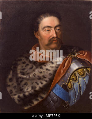 Polski: Jan III w skórze lamparciej Русский: ЯН III в леопардовой шкуре. Englisch: Porträt von Johann III. Sobieski (1629-1696) Русский: Портрет короля польского и великого князя литовского Собеского Яна III (1629-1696). ca. 1680. 702 Jan Tricius - Porträt von Johann III. Sobieski (Ca. 1680) - Google Kunst Projekt Stockfoto