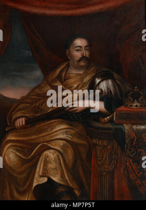 Polski: Portret koronacyjny Jana III Русский: портрет Коронационный Яна III. Englisch: Porträt von Johann III. Sobieski (1629-1696) Русский: Портрет короля польского и великого князя литовского Собеского Яна III (1629-1696). 1676. 702 Jan Tricius - Porträt von Johann III. Sobieski (1676) - Google Kunst Projekt Stockfoto