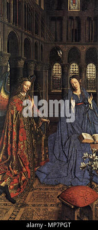 Die Verkündigung (Detail) ca. 1435. 703 Jan van Eyck - Die Verkündigung (Detail) - WGA 07606 Stockfoto