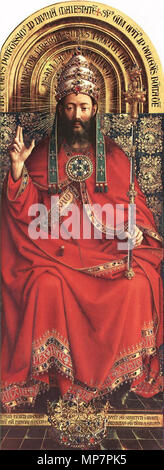 Deutsch: Das Genter Altarbild: Gott, der Allmächtige, zwischen 1426 und 1427. 703 Jan van Eyck - Der Genter Altar - der Allmächtige Gott - WGA 07630 Stockfoto