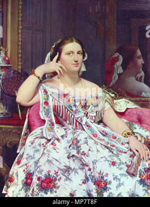 English: Porträt der Madame Moitessier sitzend Englisch: Madame Moitessier, geb. Marie-Clotilde Paul-Sigisbert - Inès de Foucauld, Sitzt 1856. 709 Jean Auguste Dominique Ingres 012 Stockfoto