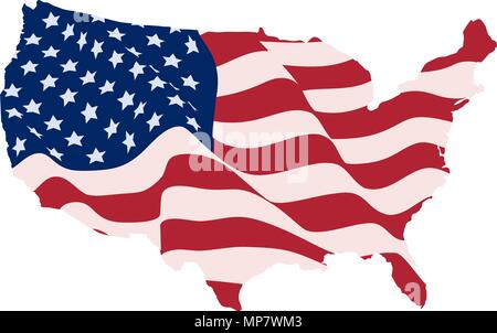 USA-Flagge in Form von Karten der Vereinigten Staaten Stock Vektor