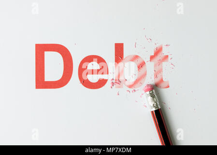 Löschen oder Löschen von Schulden Stockfoto