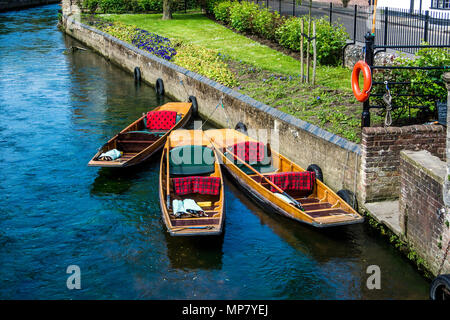 Stocherkähne am Fluss Stour in Canterbury Stockfoto