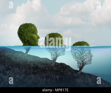 Psychische Gesundheit und psychische Bedrängnis und psychiatrische Störung Konzept mit 3D-Illustration Elemente. Stockfoto