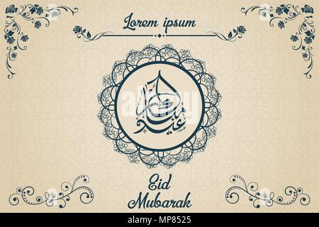 Eid Mubarak gruss Einladungskarte arabische Kalligraphie vector Template Design Stock Vektor