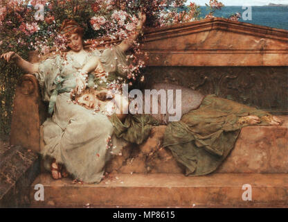 Lawrence Alma-Tadema - in einem Rosengarten Stockfoto