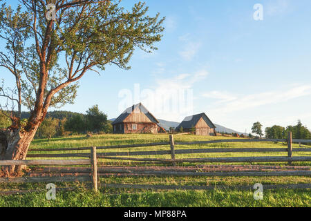 Karpaten. Das Foto wurde hoch in den Karpaten. Schönen Himmel und helle grüne Gras, vermitteln die Atmosphäre der Karpaten. In den Karpaten, eine sehr schöne Landschaft Stockfoto