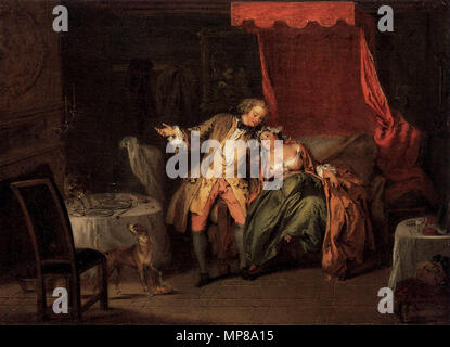 Mme.de Bouvillon verführt Schicksal, indem Sie Ragotin für die Suche nach einem Flohmarkt der ersten Hälfte des 18. Jahrhunderts. 713 Jean-Baptiste Pater-Mme.de Bouvillon verführt Schicksal, indem Sie Ragotin auf der Suche nach einem Flea-WGA 17114 Stockfoto