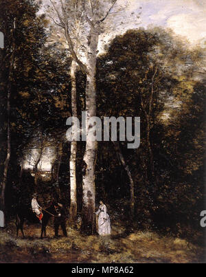 Promenade im Parc des Löwen an Port-Marly 1872. 713 Jean-Baptiste-Camille Corot-Promenade im Parc des Löwen an port-marly-WGA 5301 Stockfoto