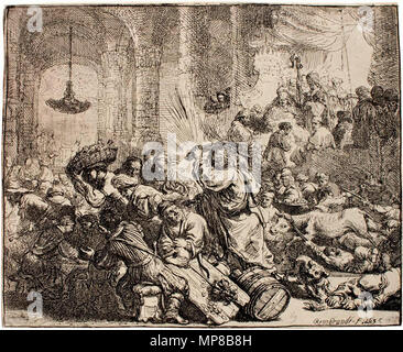 Christus treibt die Geldwechsler aus dem Tempel 1635. 718 Jesus die Händler aus dem Tempel Stockfoto