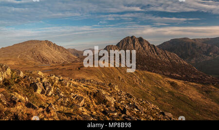 Von der Y-Foel Goch, Snowdonia National Park, Wales Tryfan Stockfoto