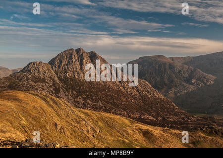 Von der Y-Foel Goch, Snowdonia National Park, Wales Tryfan Stockfoto