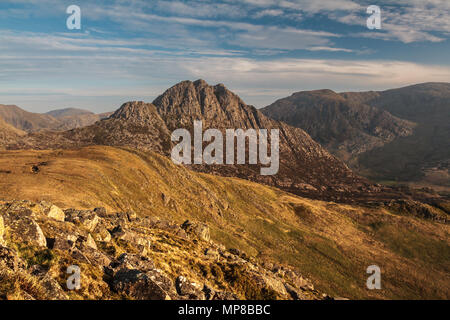 Von der Y-Foel Goch, Snowdonia National Park, Wales Tryfan Stockfoto