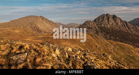 Von der Y-Foel Goch, Snowdonia National Park, Wales Tryfan Stockfoto