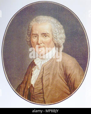 . Français: Portrait de Jean-Jacques Rousseau, par Angélique Briceau, 1791 - Bibliothèque de Genève. Publié dans Histoire de la Littérature en Suisse romande, Tome I, éditions Payot-Lausanne. . 1791. 720 JJ Rousseau par Briceau 1791 Stockfoto