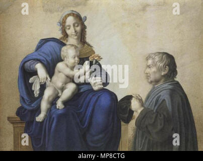 Deutsch: Madonna mit Art und Stifter Englisch: Madonna mit Kind und Spender aus dem frühen 19. Jahrhundert. 724 Johann Friedrich Bury - Madonna mit Art und Stifter Stockfoto