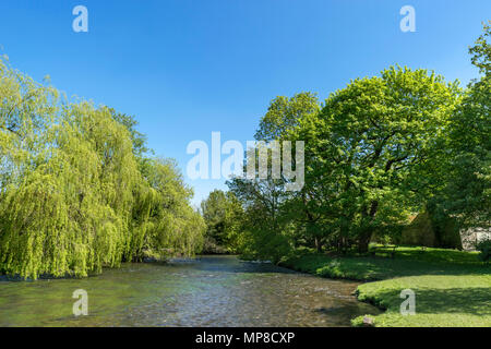 Fluss Wye in Ashford-im-Wasser, Peak District, Derbyshire, England, Großbritannien Stockfoto