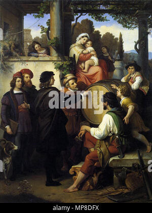 Raphael der ersten Skizze der "Madonna della Sedia" 1853. 727 Johann Michael Wittmer - Raphael's erste Skizze der "Madonna della Sedia" - WGA 25844 Stockfoto