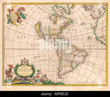 Englisch: Novissima et Accuratissima Totius Americae Descriptio circa 1685. 729 Johannes de Ram-Novissima et Accuratissima Totius Americae Descriptio - WGA 18985 Stockfoto