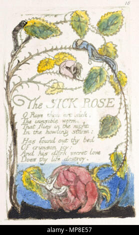 . Englisch: Lieder der Unschuld und Erfahrung, kopieren A, 1795 (British Museum) Objekt 48 Die kranke Rose. 12 Februar 2007, 07:55:17. William Blake (1757 - 1827) Alternative Namen W. Blake; Uil" iam Bleik Beschreibung britische Maler, Dichter, Schriftsteller, Theologe, Sammler und Graveur Geburtsdatum / Tod 28. November 1757 12. August 1827 Ort der Geburt / Todes Broadwick Street Charing Cross Standort London Authority control: Q 41513 VIAF: 54144439 ISNI: 0000 0001 2096 135 X ULAN: 500012489 78095331 LCCN: n NLA: 35019221 WorldCat Kategorie: William Blake Dies ist ein treuer Photogra Stockfoto