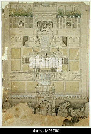 . Englisch: Erstellungsdatum: Ca. 1775 Display Abmessungen: 12 5/32 in. x 8 21/32 in. (30,9 cm x 22 cm) Kreditlinie: Edwin Binney 3 Sammlung Beitritt Artikelnummer: 1990.766 Sammlung: <a href='Http://www.sdmart.org/art/our-collection/asian-art' rel='nofollow'> Die San Diego Museum der Kunst</a>. 27 Juli 2001, 09:50:29. Englisch: thesandiegomuseumofartcollection 932 Adligen vor den Toren von einem Harem ankommen, wobei Frauen Sport und frolic (6124563133) Stockfoto