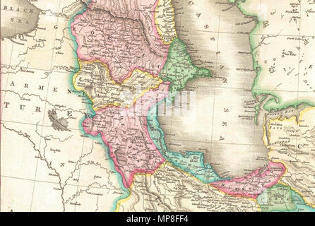 . Englisch: eine seltene und wichtige 1818 Karte von Persien von John Pinkerton. Zeigt vom Schwarzen Meer nach Osten so weit wie das Industal, erstreckt sich nach Norden bis zum Aralsee und im Süden an den Persischen Golf und das Arabische Meer. Auch die heutigen Staaten Iran und Afghanistan, sowie Teile der angrenzenden Pakistan, Kuwait, Irak, der Türkei und Saudi-Arabien. Hinweise sowohl politische und physische geografische Elemente, einschließlich der Flüsse, Berge, unter Meer gefahren, verschiedenen Stammes- Regionen, Städte, Ruinen, und Kanäle. Insbesondere nimmt die Ruinen von Babylon und Persepolis. Durch L. Herbert gezeichnet und durch S eingraviert Stockfoto