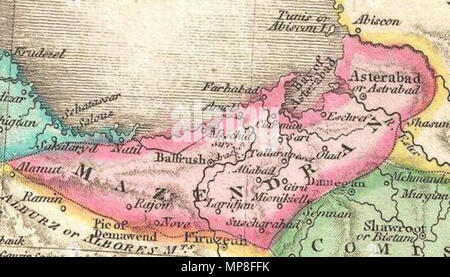 . Englisch: eine seltene und wichtige 1818 Karte von Persien von John Pinkerton. Zeigt vom Schwarzen Meer nach Osten so weit wie das Industal, erstreckt sich nach Norden bis zum Aralsee und im Süden an den Persischen Golf und das Arabische Meer. Auch die heutigen Staaten Iran und Afghanistan, sowie Teile der angrenzenden Pakistan, Kuwait, Irak, der Türkei und Saudi-Arabien. Hinweise sowohl politische und physische geografische Elemente, einschließlich der Flüsse, Berge, unter Meer gefahren, verschiedenen Stammes- Regionen, Städte, Ruinen, und Kanäle. Insbesondere nimmt die Ruinen von Babylon und Persepolis. Durch L. Herbert gezeichnet und durch S eingraviert Stockfoto