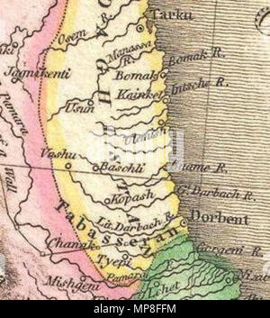 . Englisch: eine seltene und wichtige 1818 Karte von Persien von John Pinkerton. Zeigt vom Schwarzen Meer nach Osten so weit wie das Industal, erstreckt sich nach Norden bis zum Aralsee und im Süden an den Persischen Golf und das Arabische Meer. Auch die heutigen Staaten Iran und Afghanistan, sowie Teile der angrenzenden Pakistan, Kuwait, Irak, der Türkei und Saudi-Arabien. Hinweise sowohl politische und physische geografische Elemente, einschließlich der Flüsse, Berge, unter Meer gefahren, verschiedenen Stammes- Regionen, Städte, Ruinen, und Kanäle. Insbesondere nimmt die Ruinen von Babylon und Persepolis. Durch L. Herbert gezeichnet und durch S eingraviert Stockfoto