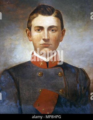 . Englisch: Porträt von Joseph W. Latimer, Offizier der Konföderierten Armee. Major Josef Weiß Latimer VMI (Klasse von 1863) war tödlich bei Gettysburg am Juli 2, 1863 verwundet und starb am 1. August. Er wurde als der "Jungen Major" und serviert mit W. A. von Tanner Firma von Virginia Leichte Artillerie bekannt. Der lange Arm von Lee, Band 2, J. S. Bell Company, Inc., Lynchburg, Virginia, 1915. 1863. William D. Washington 743 Joseph weiß Latimer Stockfoto