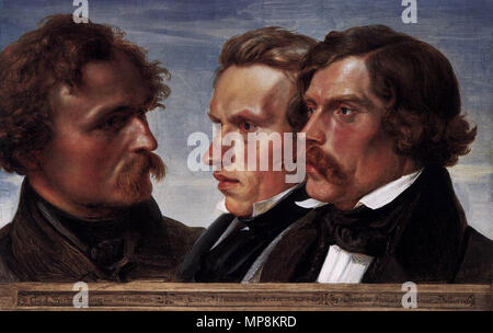 751 Julius Hübner - Carl Friedrich Lessing, Carl Sohn, und Theodor Hildebrandt - WGA 11830 Stockfoto