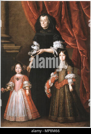 Ferdinando de' Medici (1663-1713), Grand Prince der Toskana und seine Schwester Anna Maria Luisa, (kurfürstin von der Pfalz: 1691-1716) mit ihrer Gouvernante. 1660s. 753 Justus Sustermans008 Stockfoto