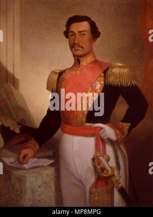 . Englisch: Porträt von König Kamehameha III von John Mix Stanley. Dieses Portrait neben einem Begleiter Portrait von Königin Kalama in der Grand Hall des Iolani Palast hängt. . 1849. 756 Kamehameha III, Porträt bei Iolani Palast Stockfoto