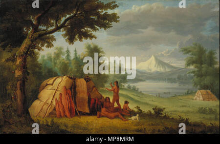 Chinook Indianer vor Mount Hood ca. 1851-1856. 756 Paul Kane - Chinook Indianer vor Mount Hood Stockfoto